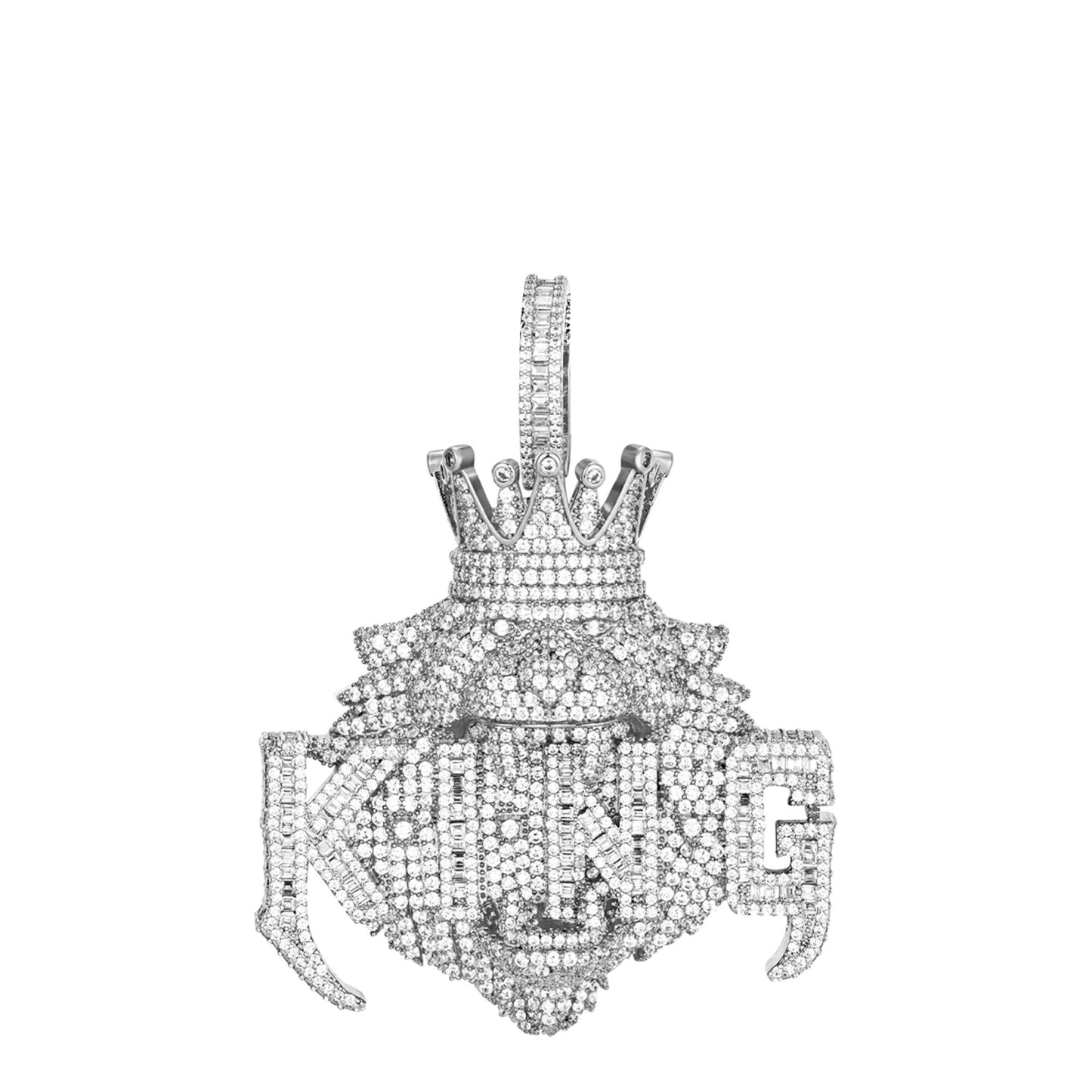 Sterling Silver CZ Lion King Animal Pendant RP