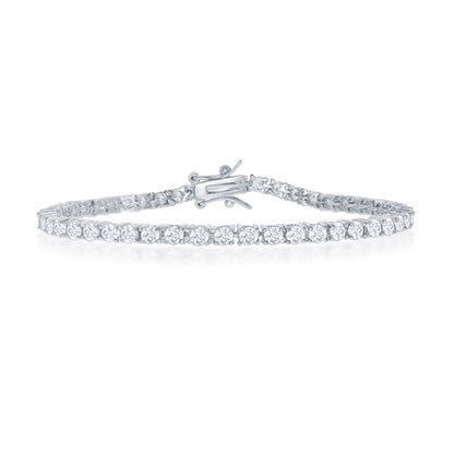 Sterling Silver, 3mm Prong-Set Round CZ Tennis Bracelet