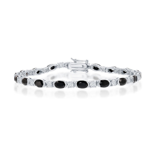 Classic Of New York sterling silver black spinel bracelet with sparkling accents for elegant styling