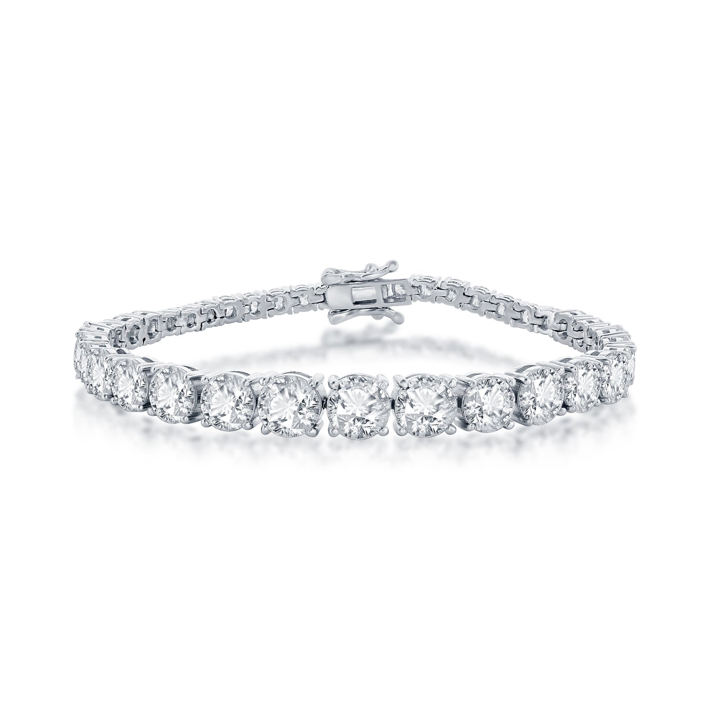 Sterling Silver, Graduating Round CZ Tennis Bracelet