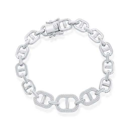 Sterling Silver, Micro Pave CZ Linked Bracelet