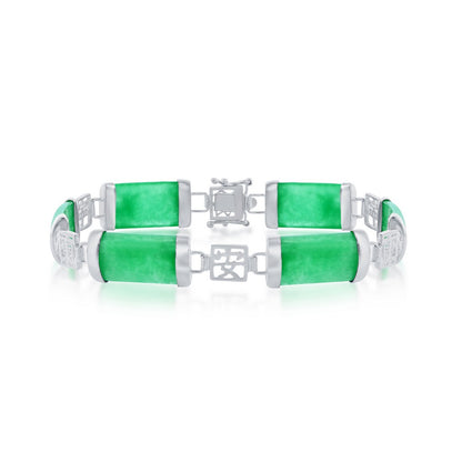 Sterling Silver Linked Jade Bracelet
