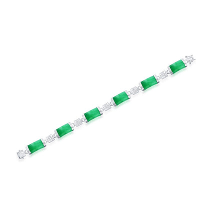 Sterling Silver Linked Jade Bracelet