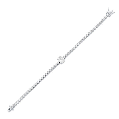 Sterling Silver, Oval & Round CZ Tennis Bracelet