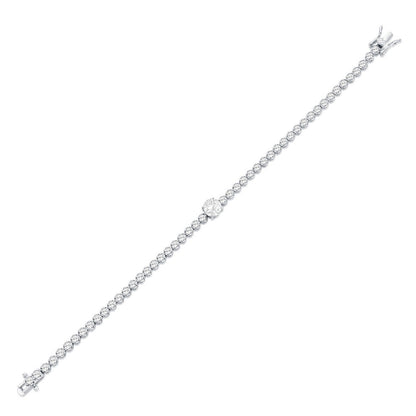 Sterling Silver, 7mm & 4mm Round CZ Tennis Bracelet