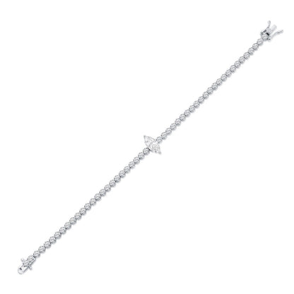 Sterling Silver, Marquise & Round CZ Tennis Bracelet