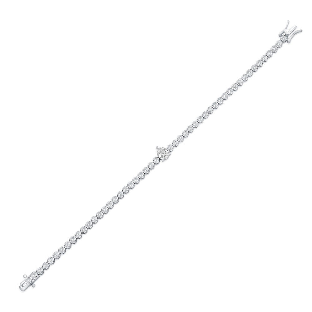 Sterling Silver, Pearshaped & Round CZ Tennis Bracelet