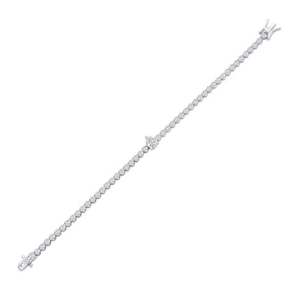 Sterling Silver, Pearshaped & Round CZ Tennis Bracelet