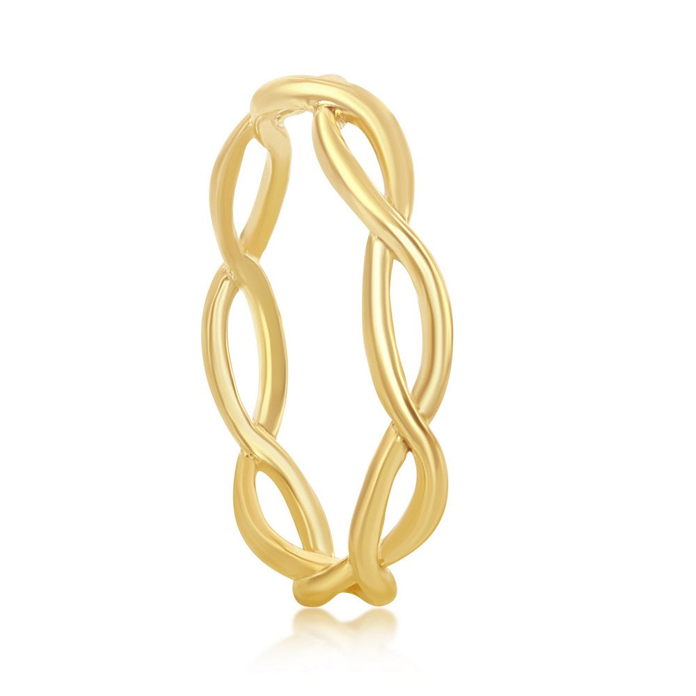 Sterling Silver, Intertwined Ring - Gold Plated