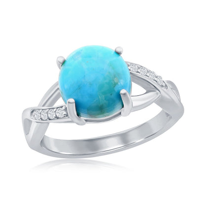 Classic Of New York sterling silver turquoise ring with sparkling accents and a polished finish