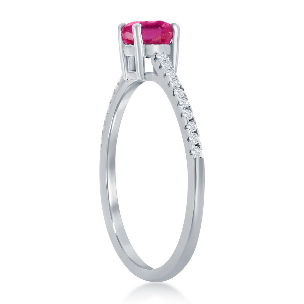 Classic Of New York sterling silver ruby solitaire ring with a sleek band and elegant gemstone setting