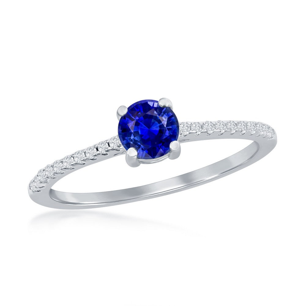 Classic Of New York sterling silver sapphire ring with a round blue sapphire and elegant band design