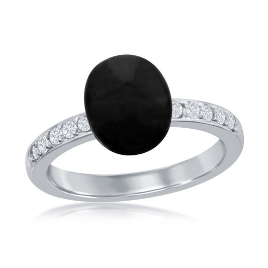 Classic Of New York sterling silver onyx ring with a bold black stone and sparkling accents