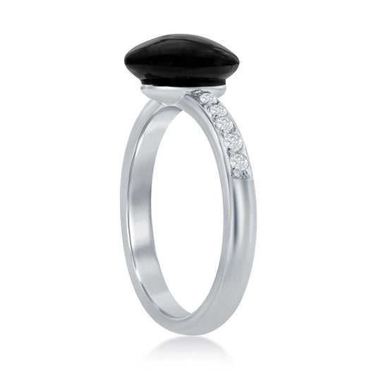 Classic Of New York sterling silver onyx ring with sparkling accents and smooth black stone