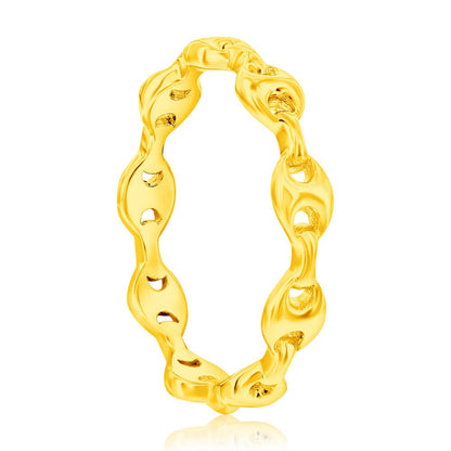 Sterling Silver, Linked Marina Band Ring - Gold Plated