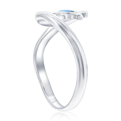 Sterling Silver, Wave and Blue Opal Turtle Ring