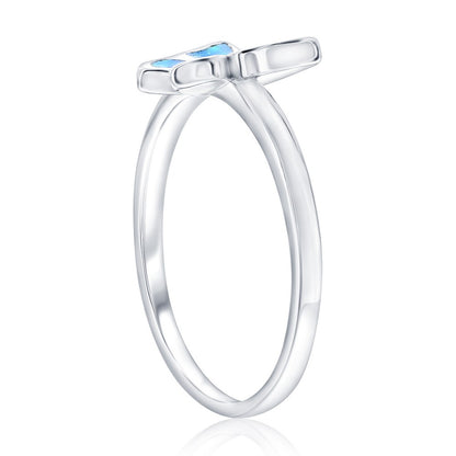 Sterling Silver, Blue Opal Butterfly Ring