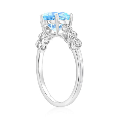 Sterling Silver, Sky Blue & White Topaz Ring