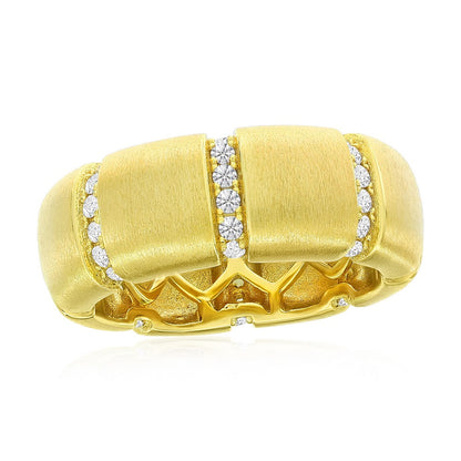 Sterling Silver Lined CZ & Matte Eternity Ring - Gold Plated