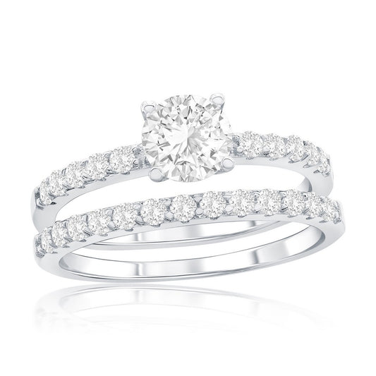 Sterling Silver, 6mm Round Solitaire CZ 2-PC Engagement Ring