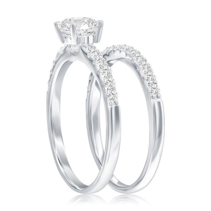 Sterling Silver, 6mm Round Solitaire CZ 2-PC Engagement Ring