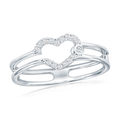 Sterling Silver, Open CZ Heart Ring