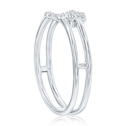 Sterling Silver, Open CZ Heart Ring