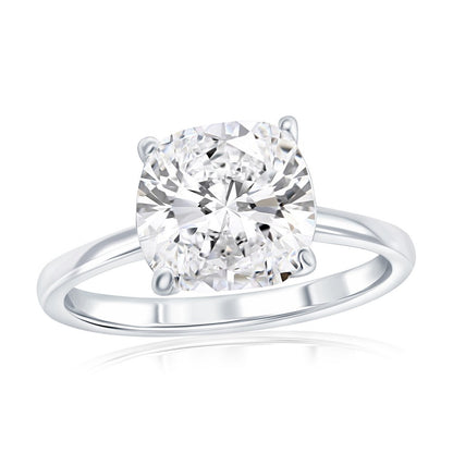 Sterling Silver, 9mm Square Solitaire CZ Ring
