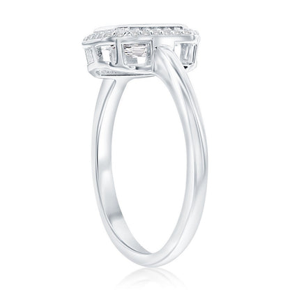 Sterling Silver, Rectangle Halo CZ Ring