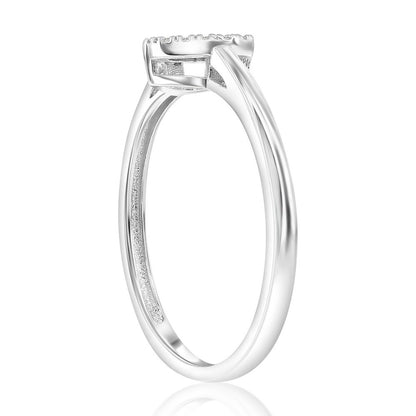 Sterling Silver, D-C Heart, CZ Border Ring