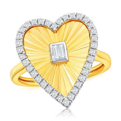 Sterling Silver, D-C Heart CZ Ring - Gold Plated