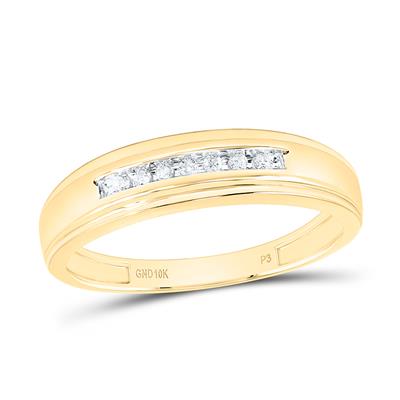 10k Yellow Gold Round Diamond Wedding Band Ring 1/12 Cttw