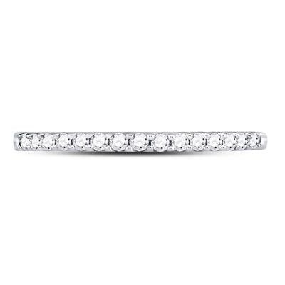 14k White Gold Round Diamond Wedding Single Row Band 1/6 Cttw